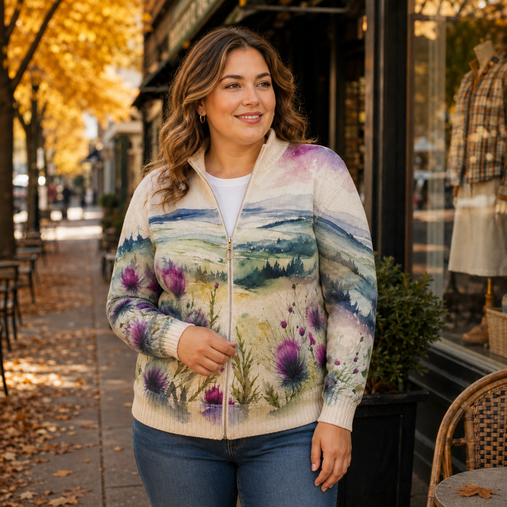 Linda | Artistic Zip Cardigan