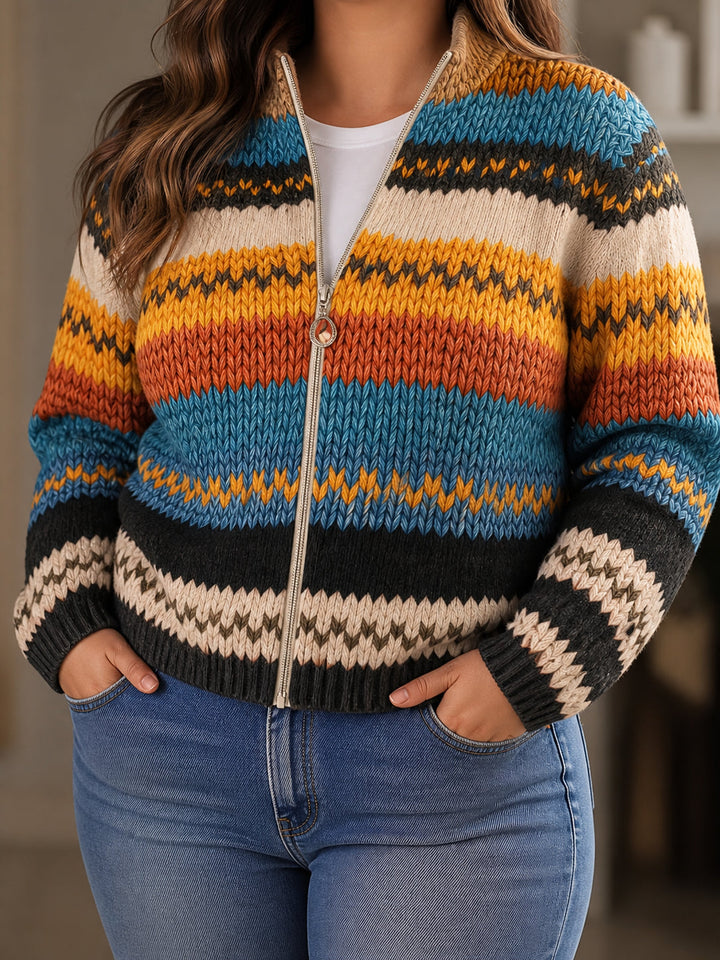 Cheryl | Multicolour Striped Zip Cardigan