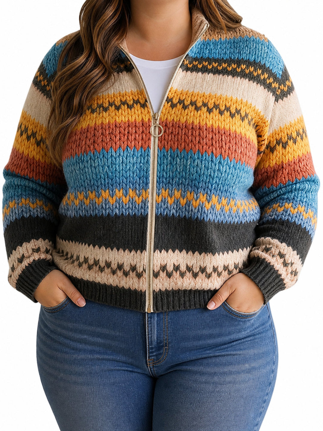 Cheryl | Multicolour Striped Zip Cardigan
