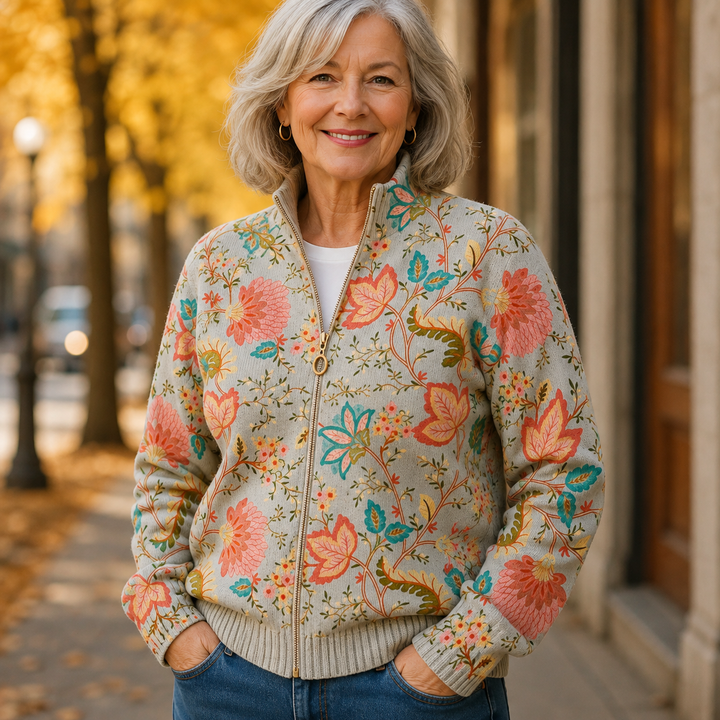 Nancy | Vintage Floral Zip Cardigan