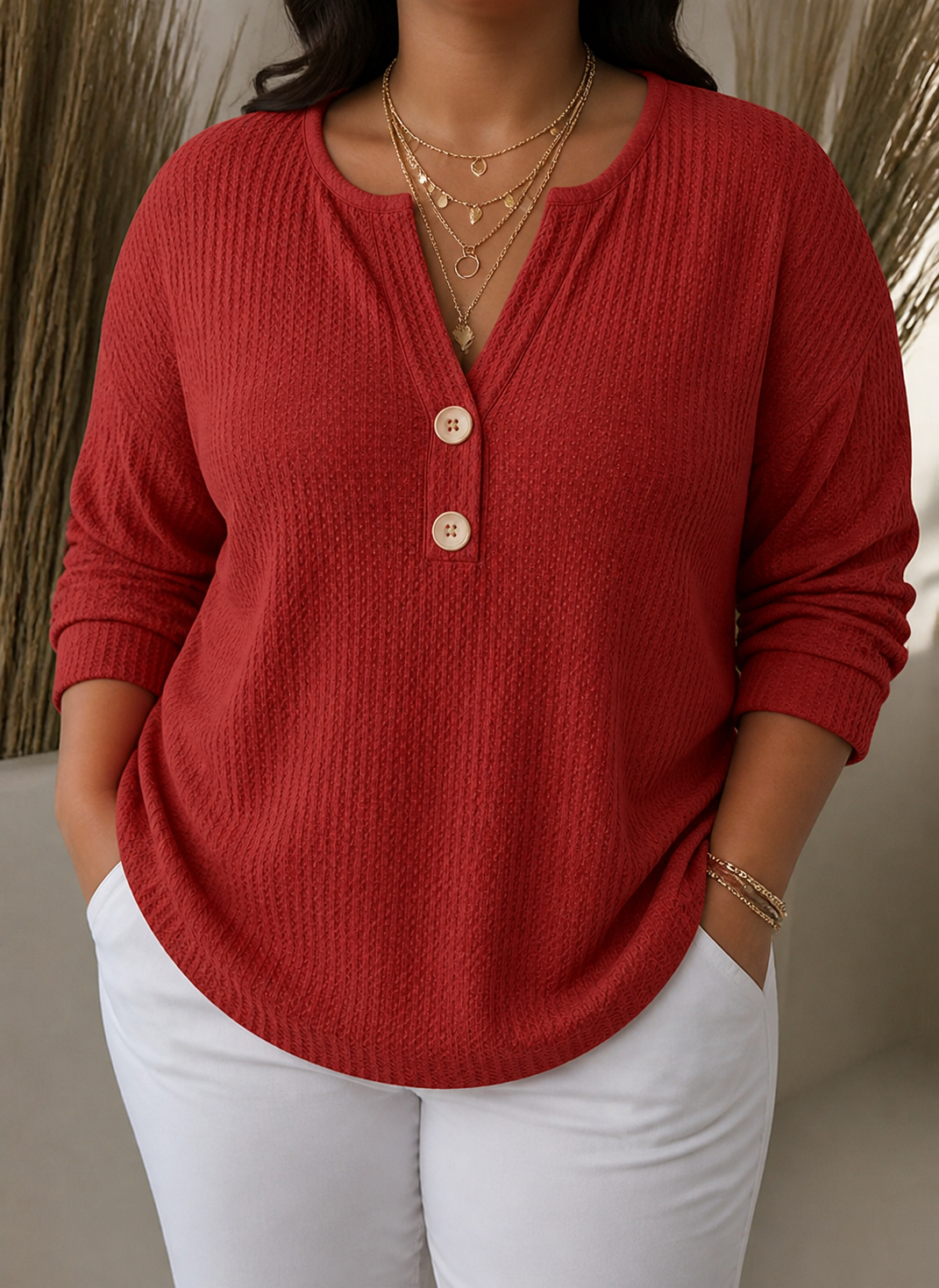 Lucinda | Henley Button Top
