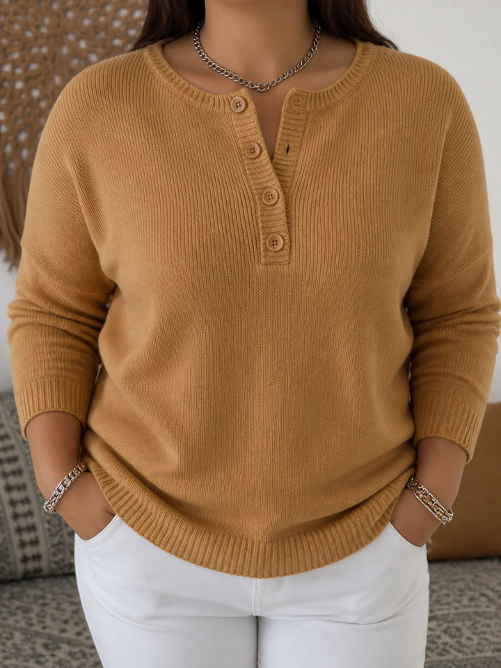 Helena | Henley Button-Up Knit Sweater
