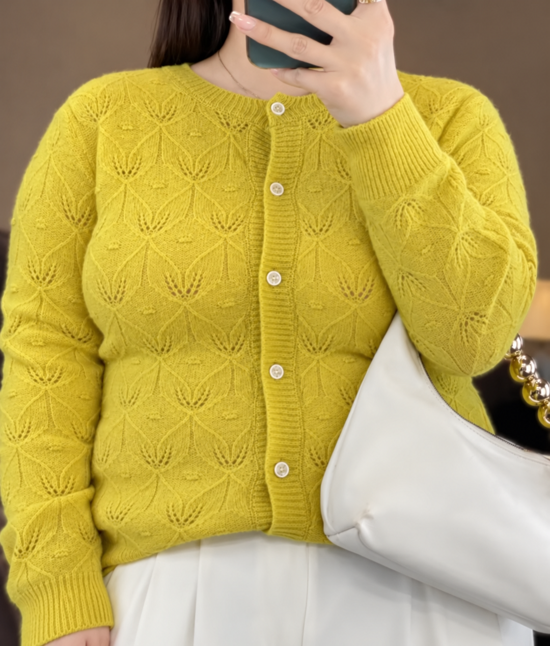Linda | Textured Cashmere Cardigan
