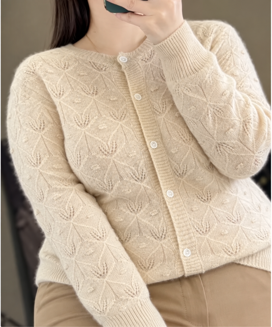 Linda | Textured Cashmere Cardigan