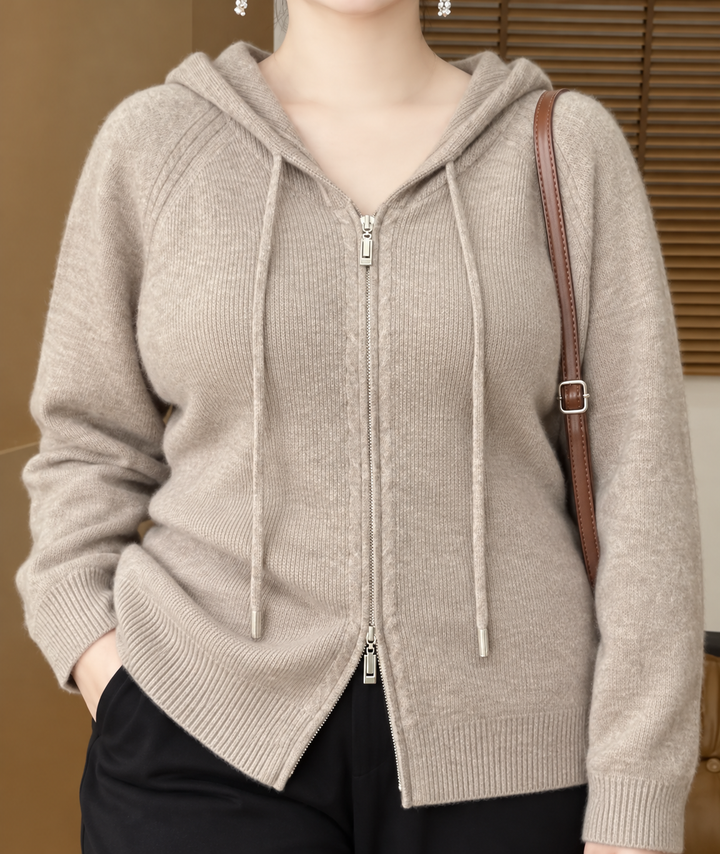 Susan | Cashmere Zip-Up Hooded Cardigan