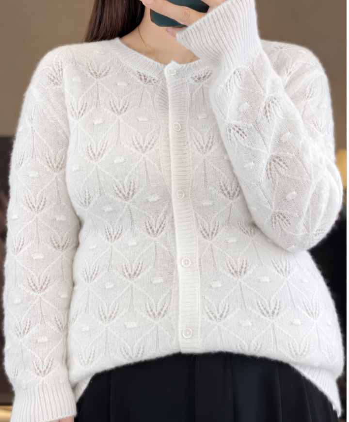 Linda | Textured Cashmere Cardigan