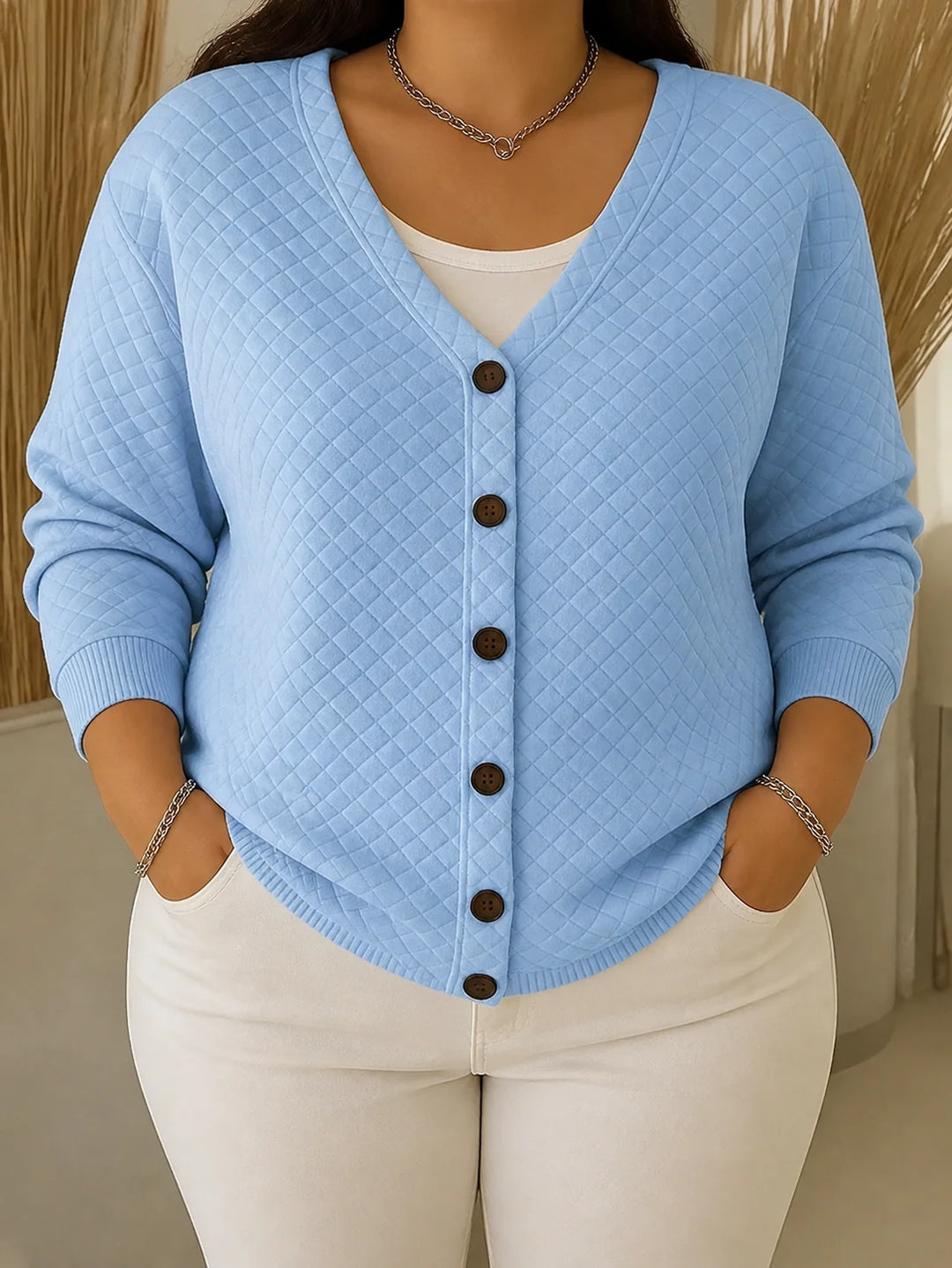 Laverne | Quilted Button-Front Cardigan