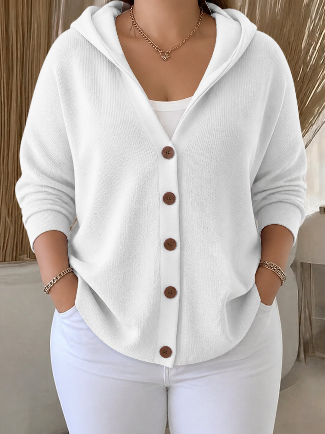 Darienne | Hooded Button-Up Knit Cardigan