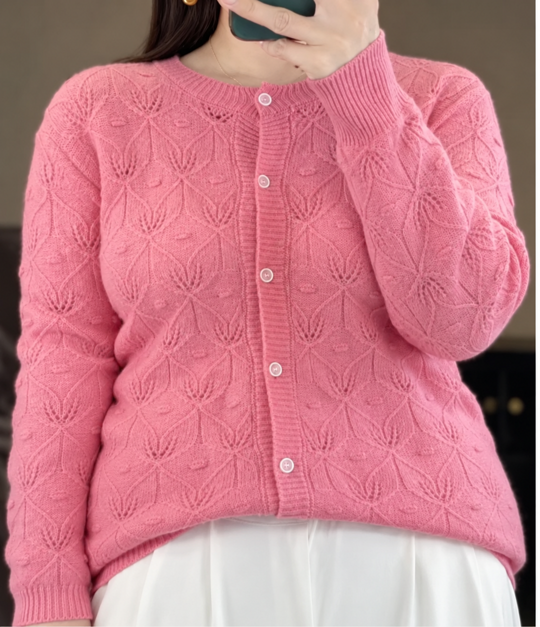 Linda | Textured Cashmere Cardigan