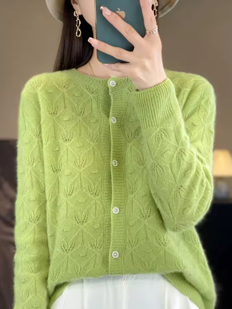 Linda | Textured Cashmere Cardigan