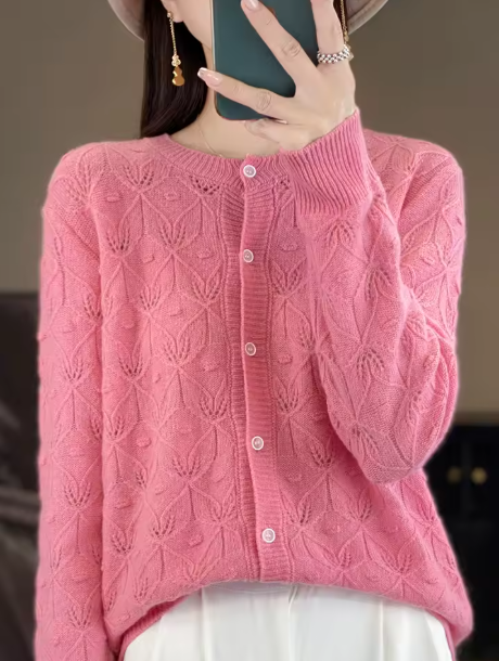 Linda | Textured Cashmere Cardigan