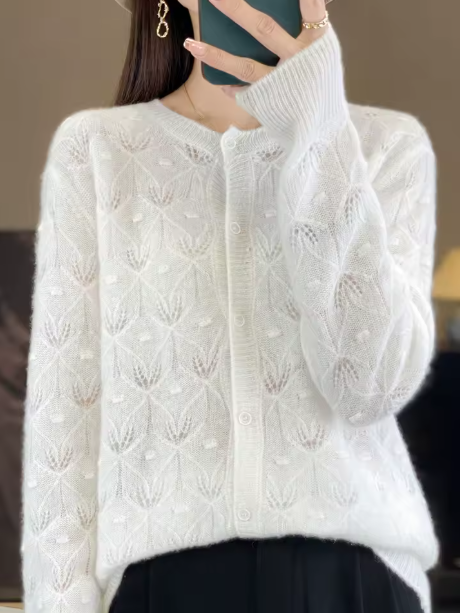 Linda | Textured Cashmere Cardigan