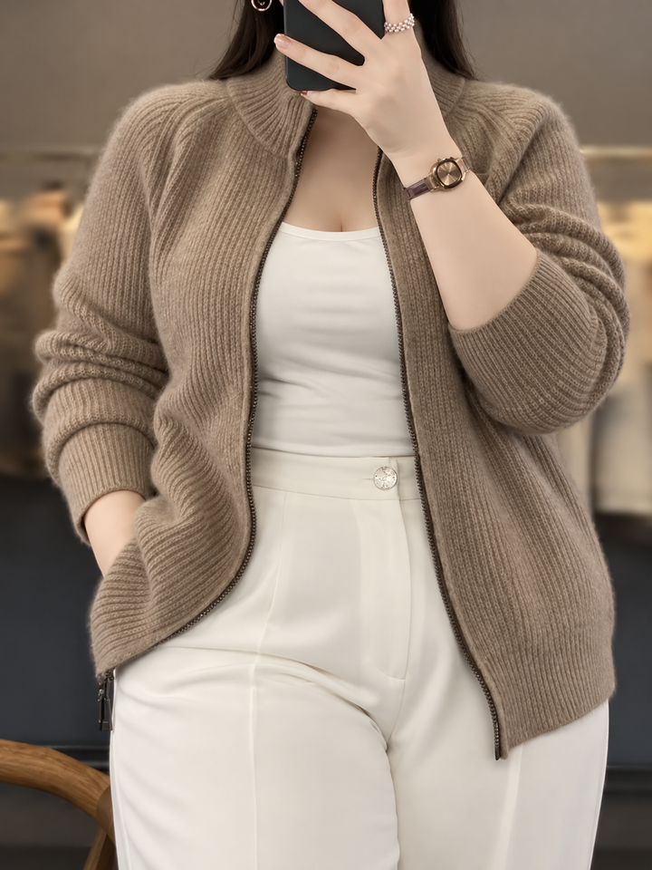 Barbara | Cashmere Zip-Up Cardigan