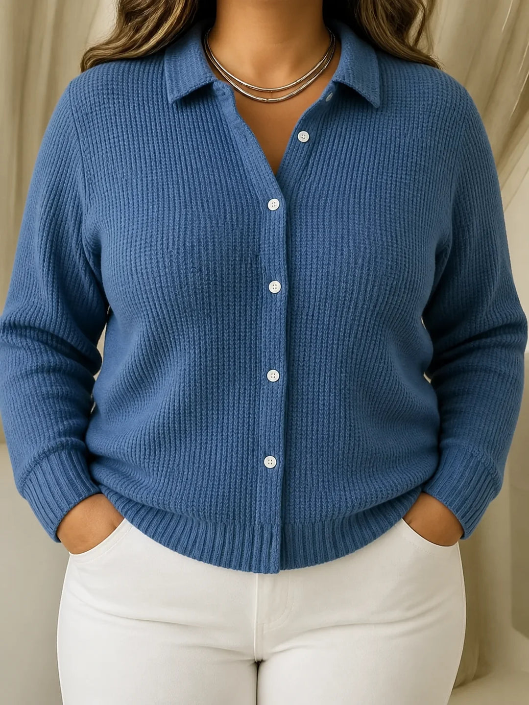 Camille | Textured Knit Button-Up Cardigan