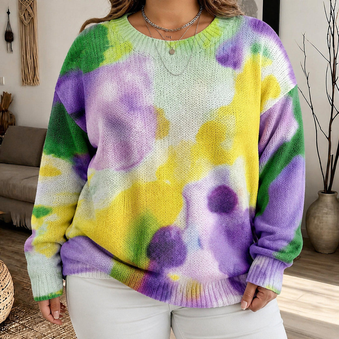 Giselle | Tie-Dye Floral Round-Neck Sweater