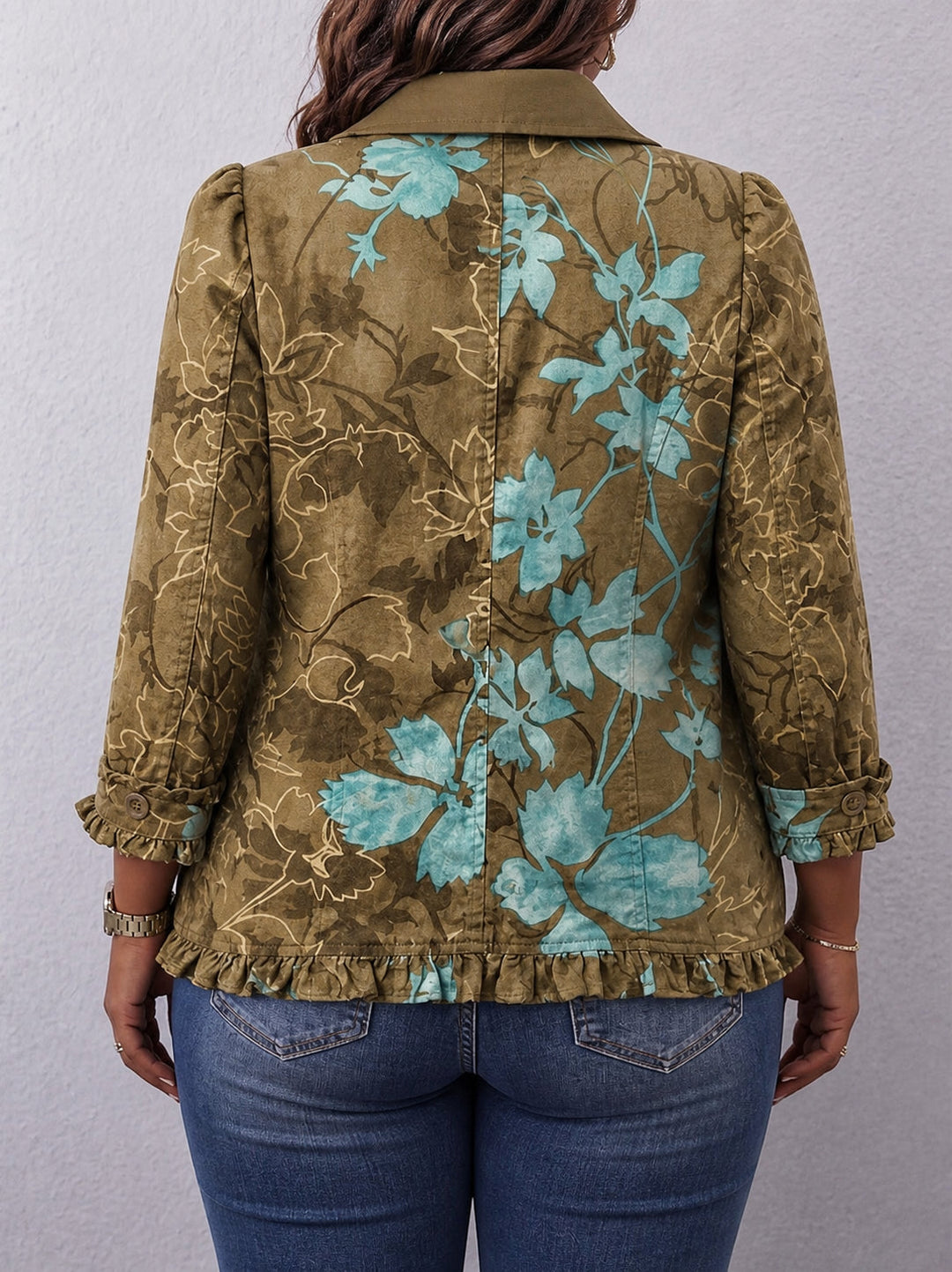 Sundara | Boho Gradient Vintage Floral Ruffle Jacket