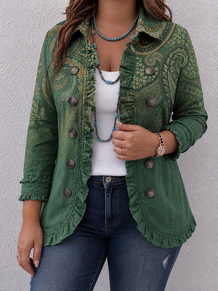 Jemara | Bohemian Paisley Print Ruffled Jacket