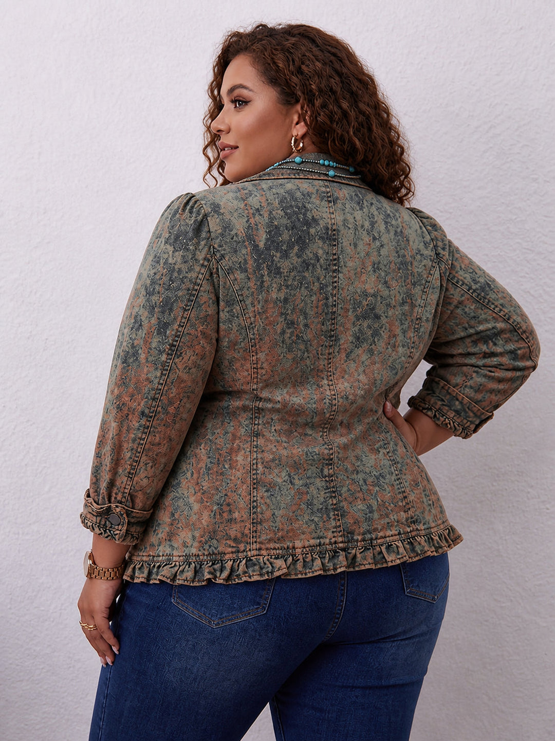 Bristow | Vintage Gradient Textured Print Ruffle Jacket
