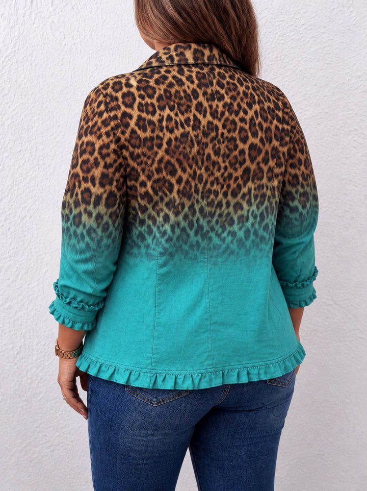 Elspeth | Leopard Ombre Ruffle Blazer Jacket