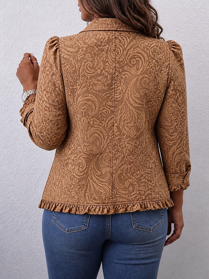 Vyclara | Vintage Bohemian Floral Print Ruffled Jacket