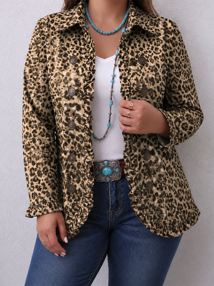 Navara | Leopard Print Ruffled Jacket