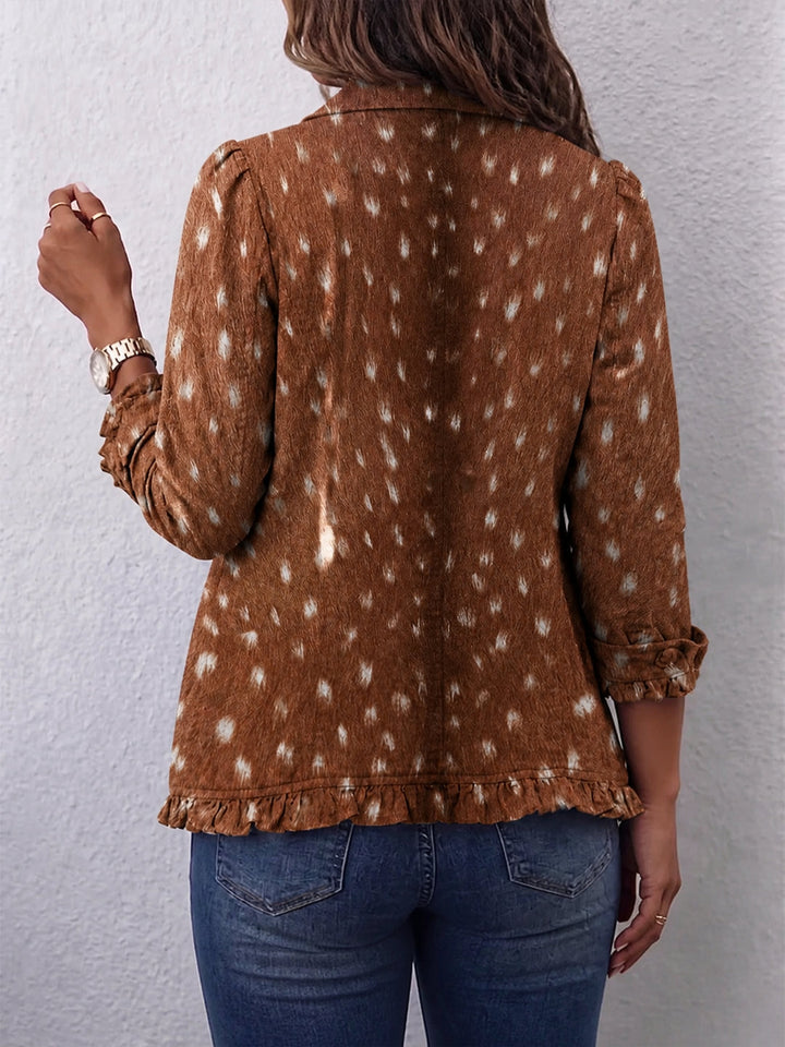 Nolinda | Bohemian Animal-Print Ruffled Jacket