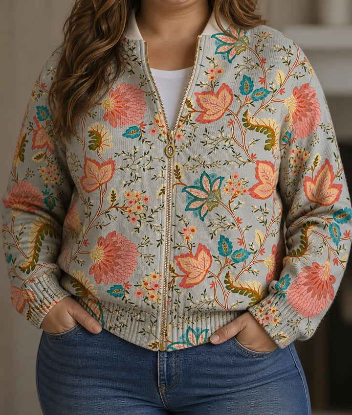 Nancy | Vintage Floral Zip Cardigan